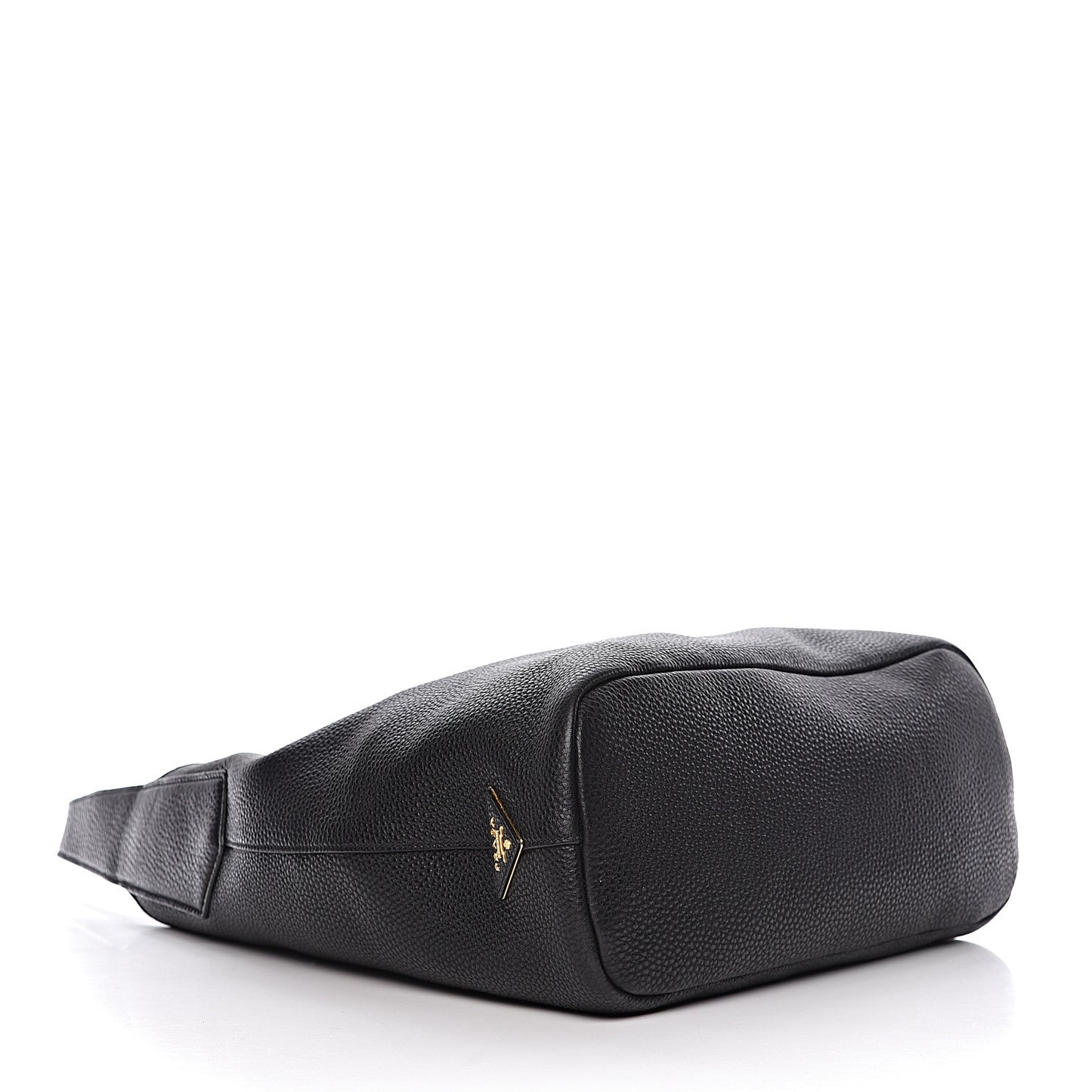 Vitello Daino Embossed Logo Hobo Black