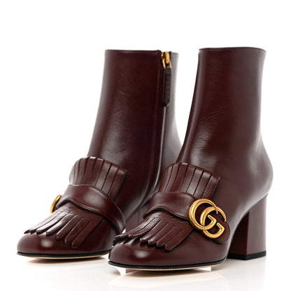 Gucci Malaga Kid GG Marmont Fringe 75mm Ankle Boots 35 Vintage Bordeaux 3 of 12