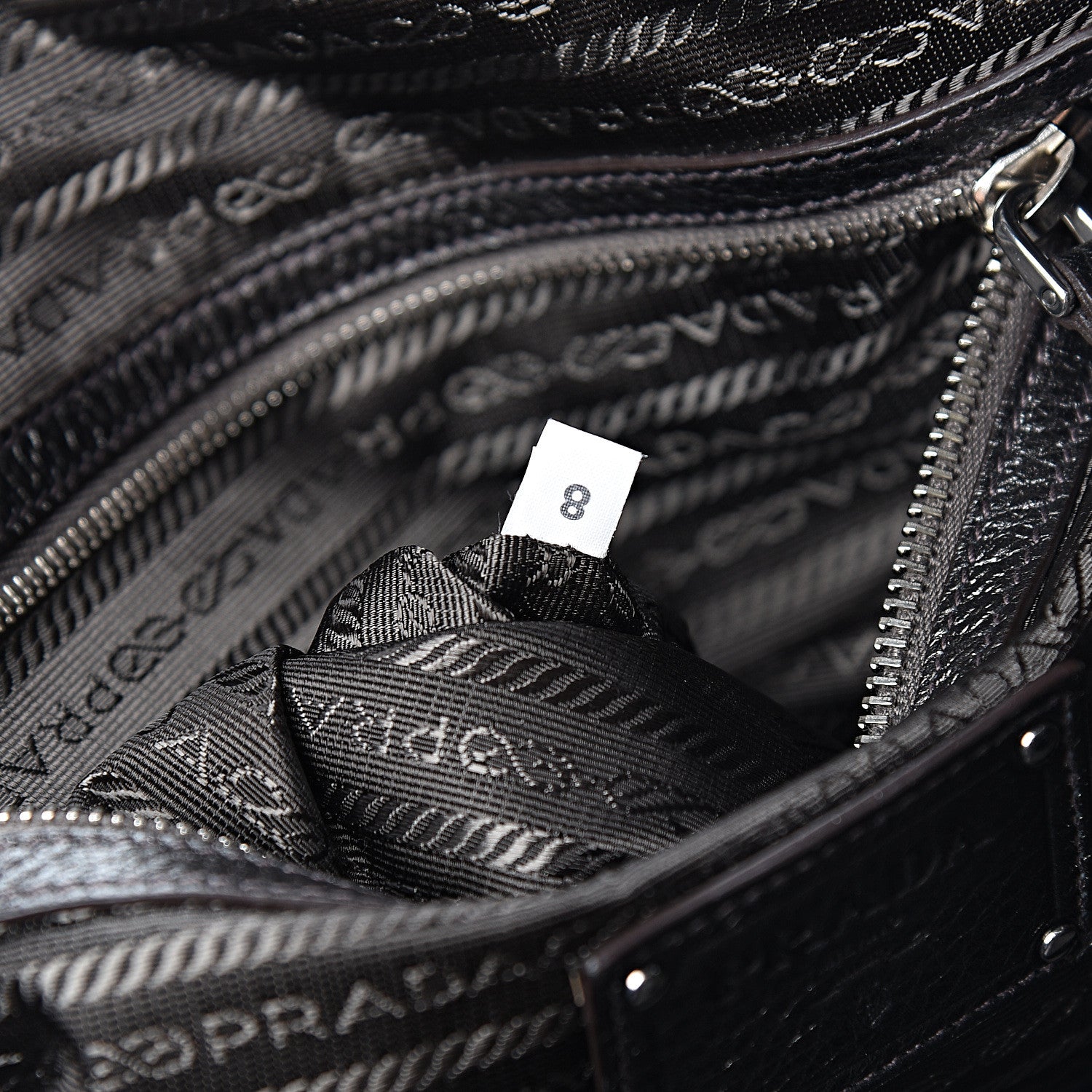 Prada Metallic Cervo Dome Satchel Dark Grey 7 of 10