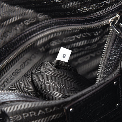Prada Metallic Cervo Dome Satchel Dark Grey 7 of 10