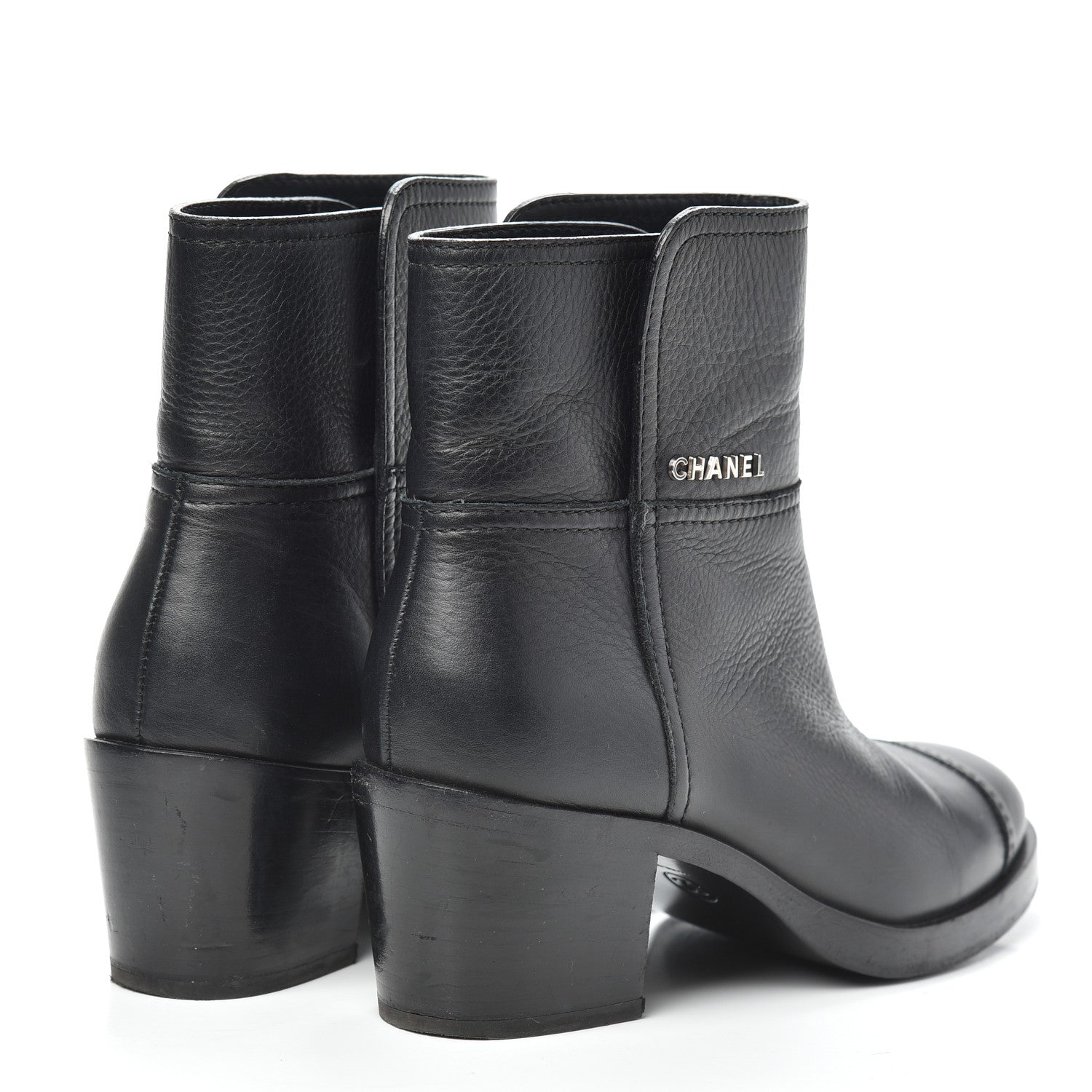 Chanel Calfskin Cap Toe Short Boots 37.5 Black 4 of 7