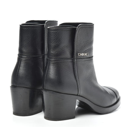 Chanel Calfskin Cap Toe Short Boots 37.5 Black 4 of 7