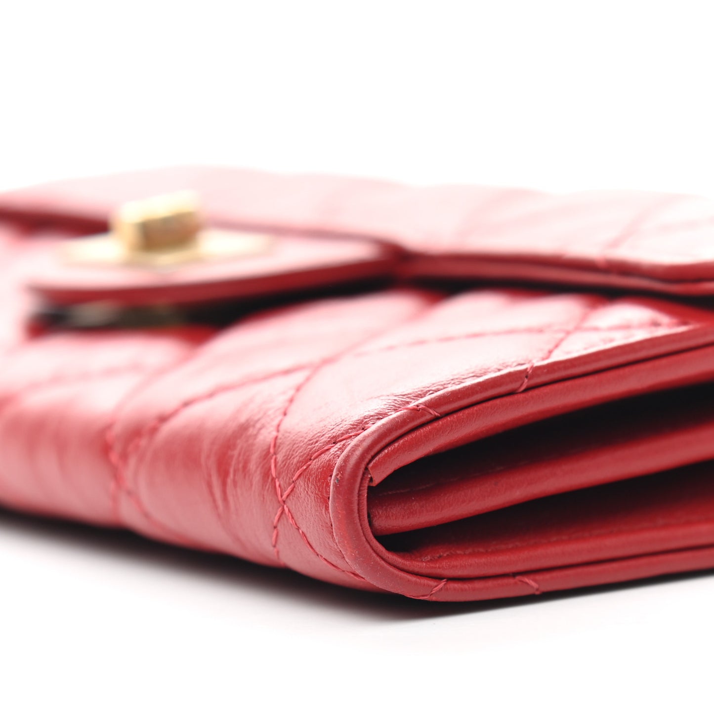 Aged Calfskin Quilted Large Reissue Gusset Flap Wallet Red