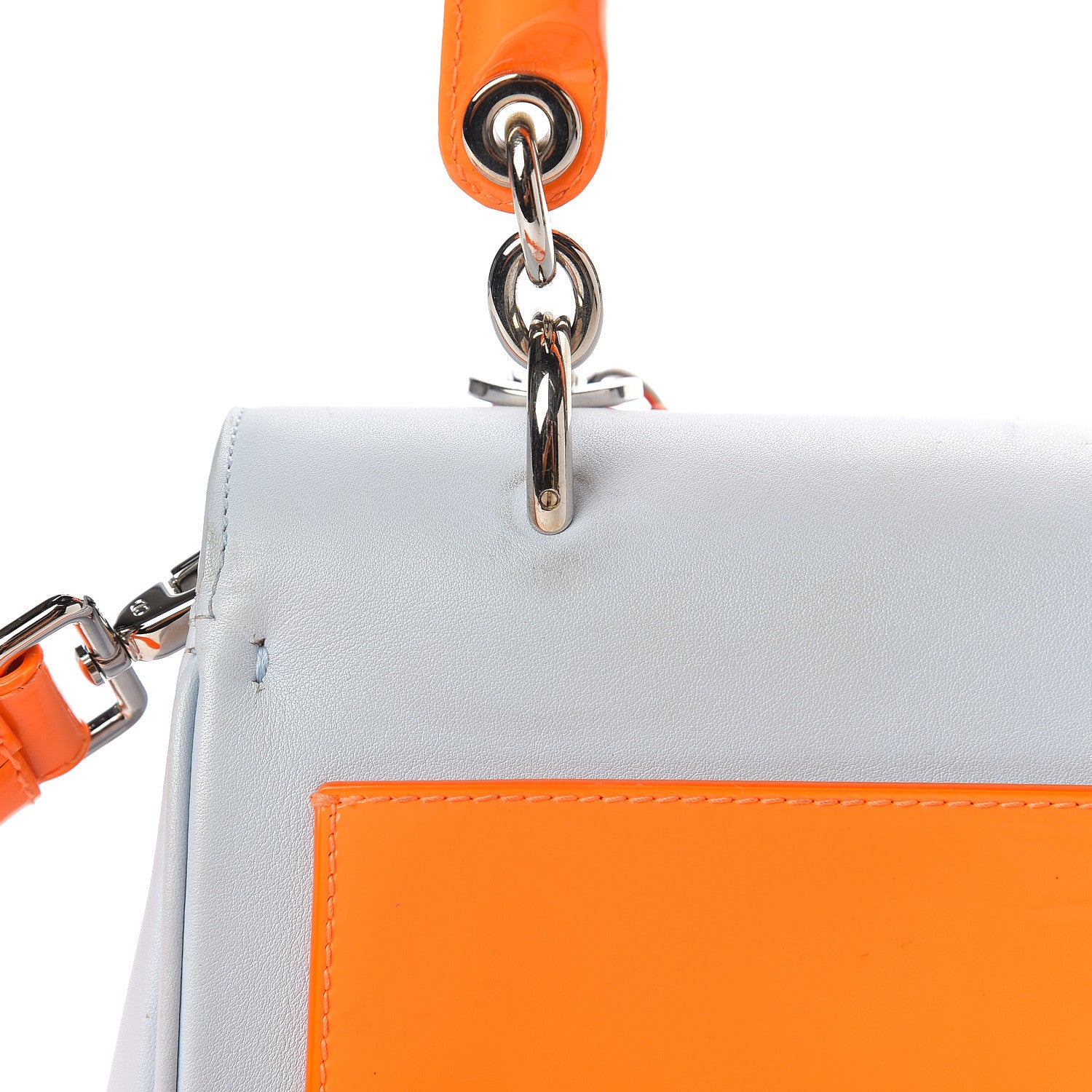 Christian Dior Patent Smooth Calfskin Mini Be Dior Flap Orange Light Blue 16 of 20