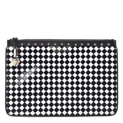 Givenchy Lambskin Medium Zip Pouch Black White 1 of 10