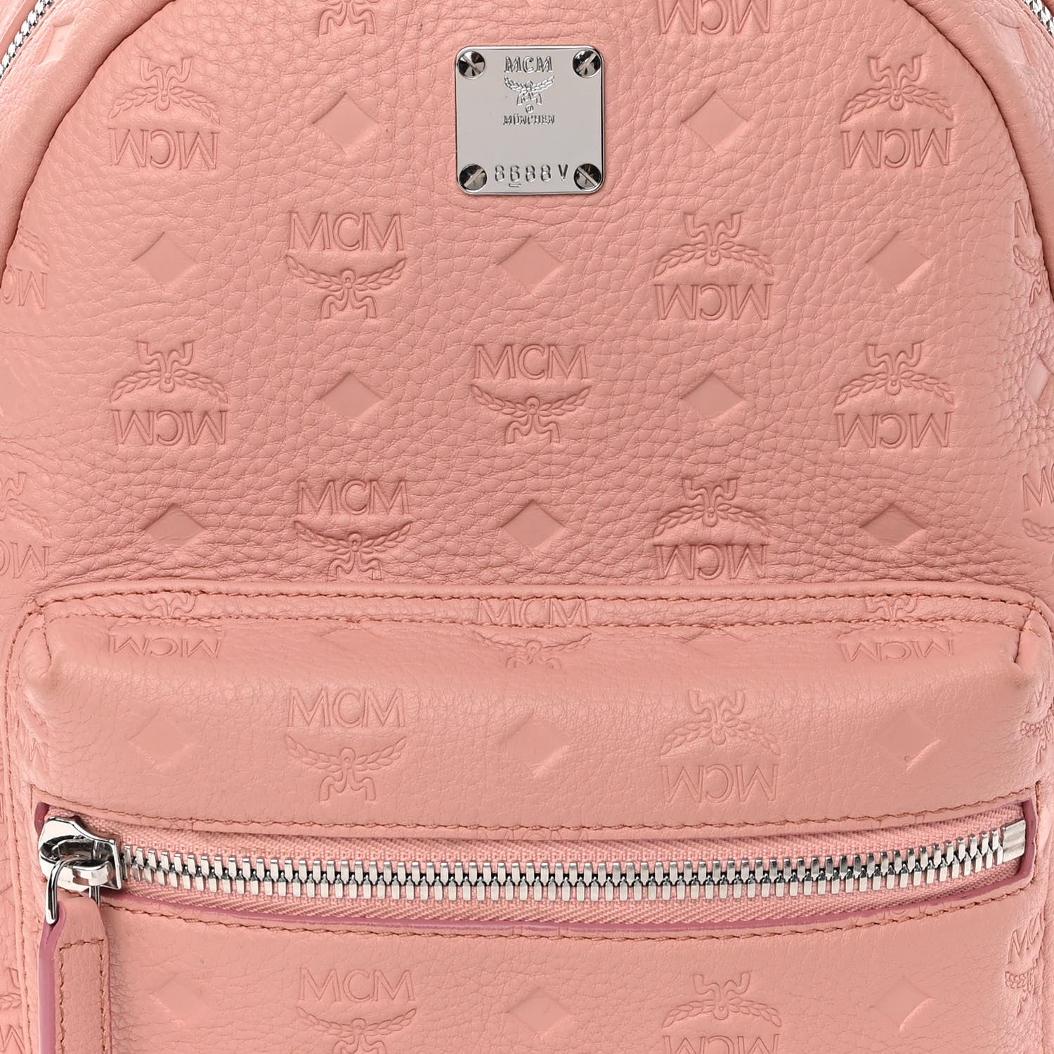 MCM Calfskin Ottomar Monogram Small Backpack Pink 8 of 10