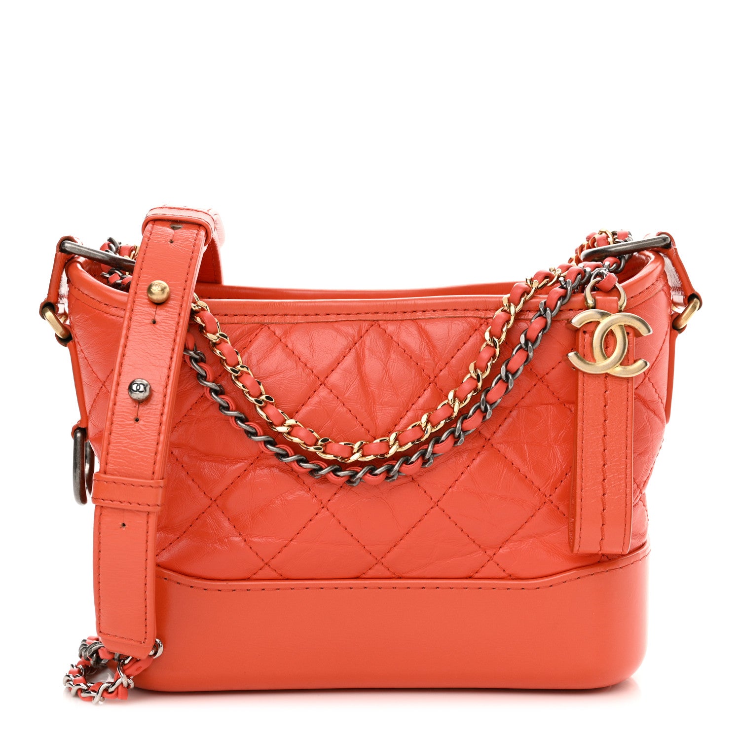 Chanel Aged Calfskin Quilted Small Gabrielle Hobo Red 1 of 11