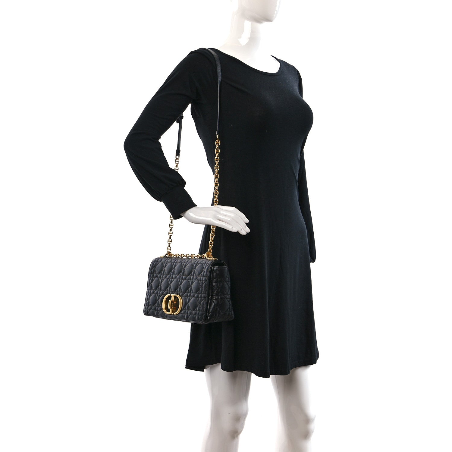 Christian Dior Calfskin Cannage Medium Caro Bag Black 2 of 9