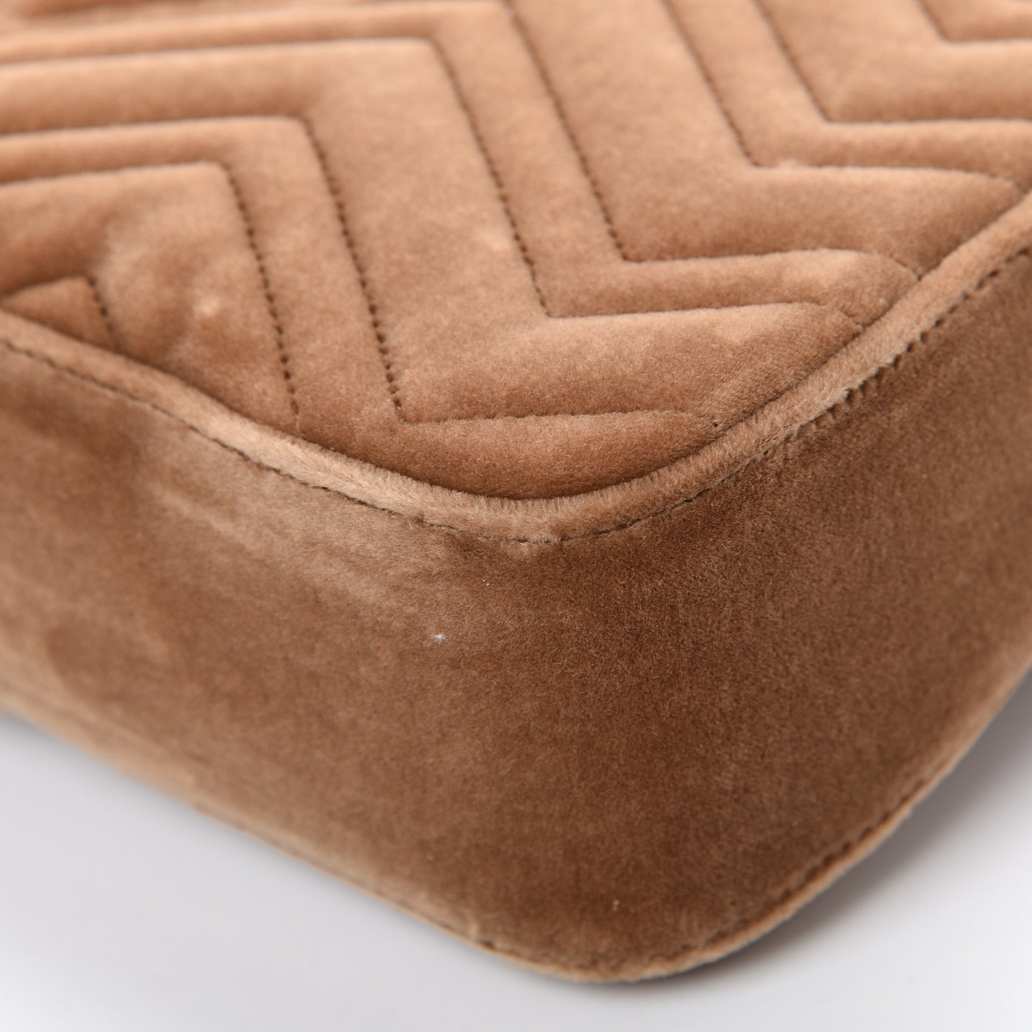 Velvet Matelasse Medium GG Marmont Shoulder Bag Taupe