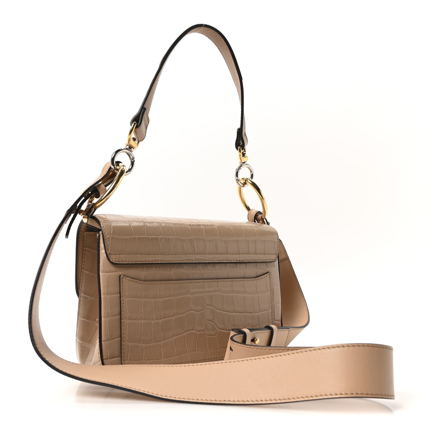 Calfskin Crocodile Embossed Small C Double Carry Nut