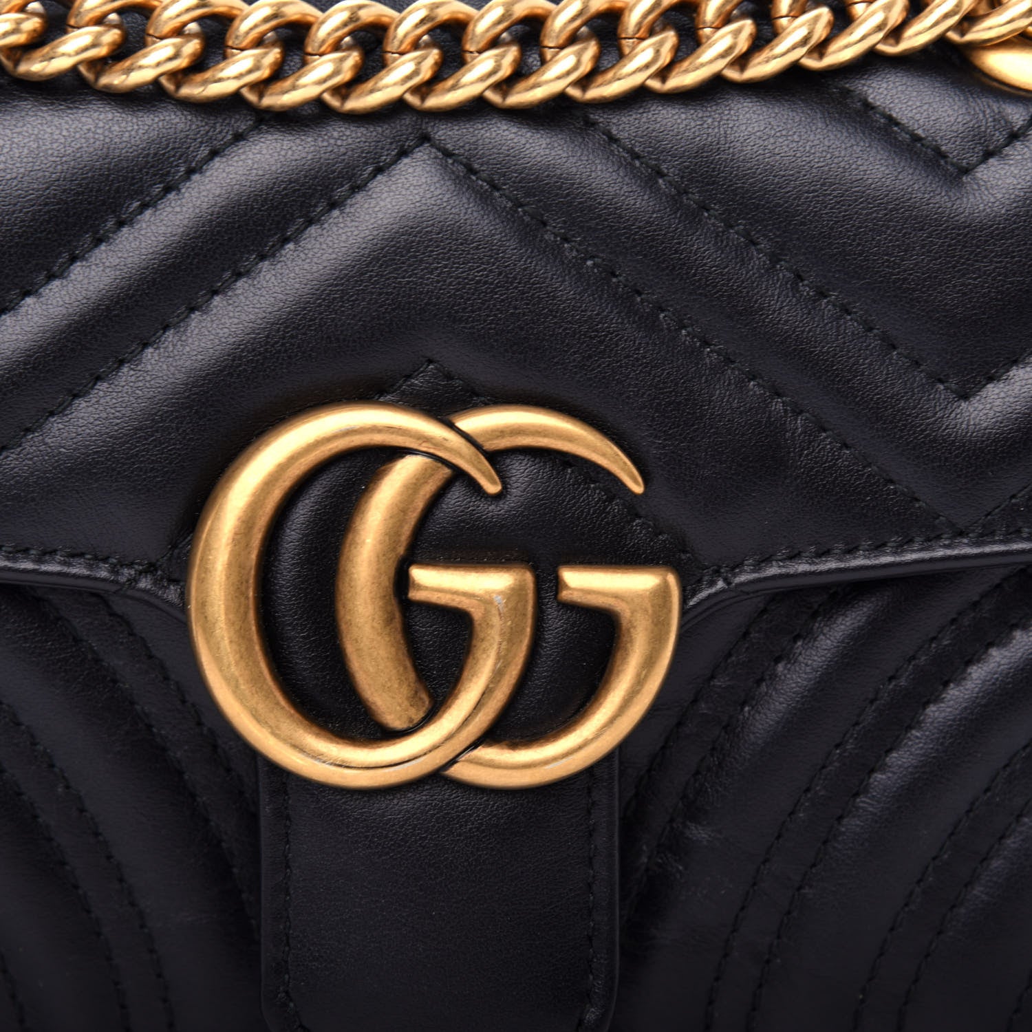 Gucci Calfskin Matelasse Mini GG Marmont Shoulder Bag Black 10 of 12