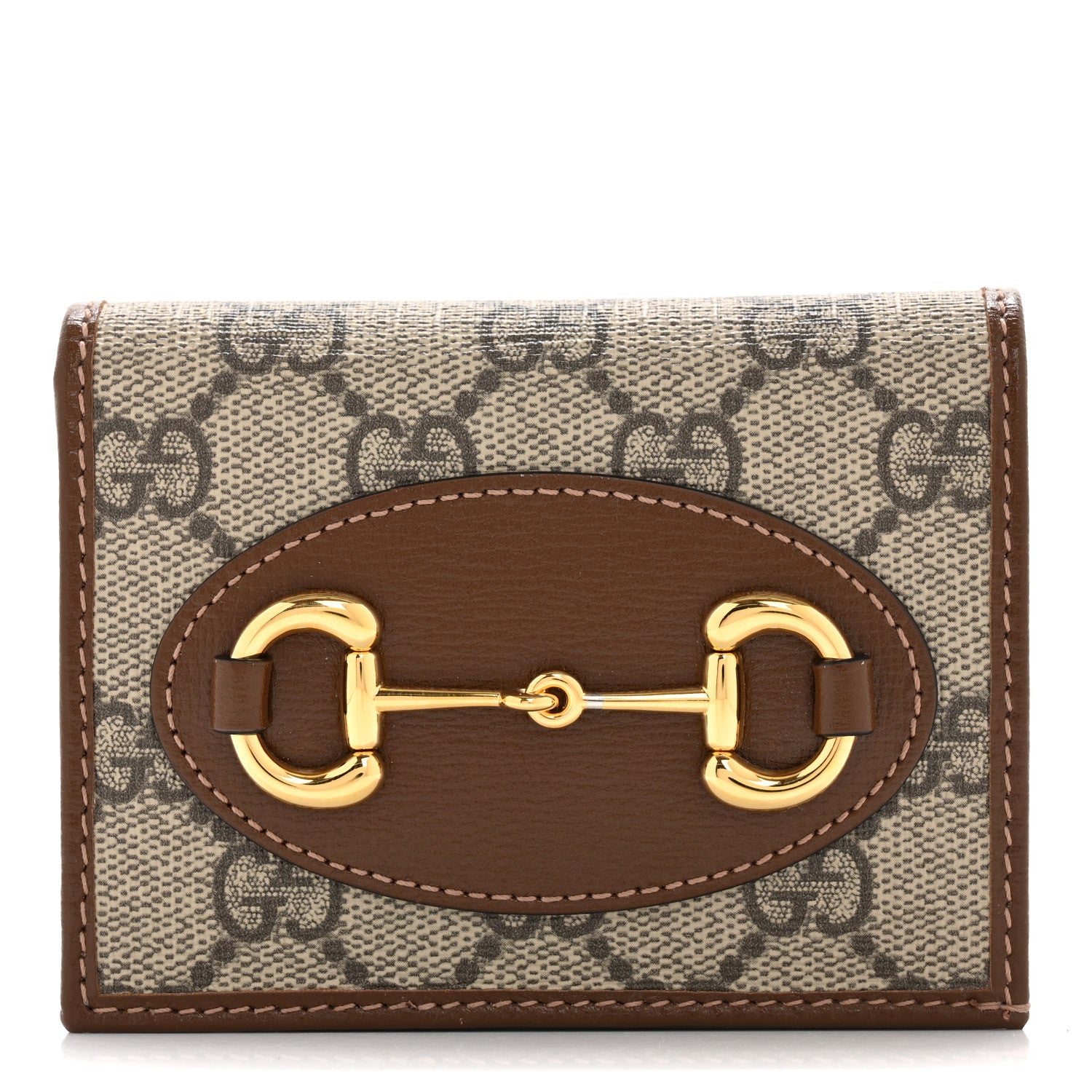 Gucci GG Supreme Monogram Horsebit 1955 Card Case Wallet Beige Ebony Brown Sugar 1 of 9