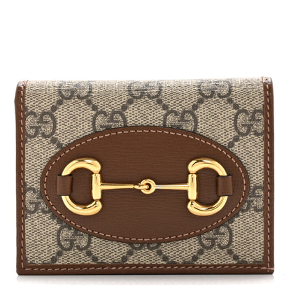 Gucci GG Supreme Monogram Horsebit 1955 Card Case Wallet Beige Ebony Brown Sugar 1 of 9