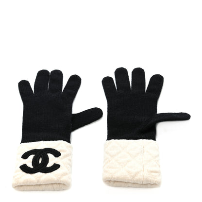Chanel Cashmere Quilted CC Gloves Black 1 of 4