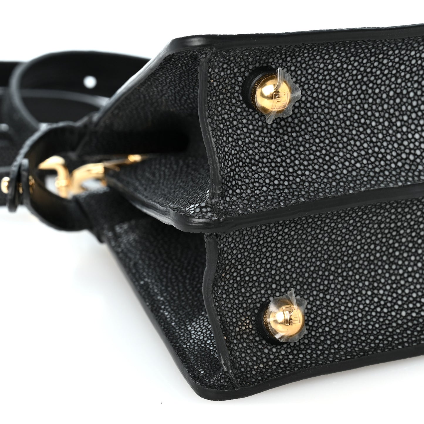 Stingray Shiny Nappa Petite Peekaboo I SEE U Satchel Black