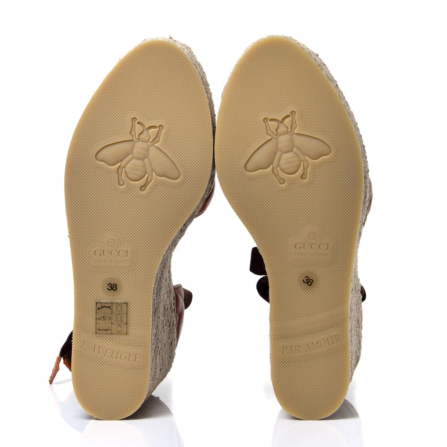 Nappa Matelasse GG Marmont Ankle Wrap Platform 35/120mm Espadrille Wedges 38 Cognac