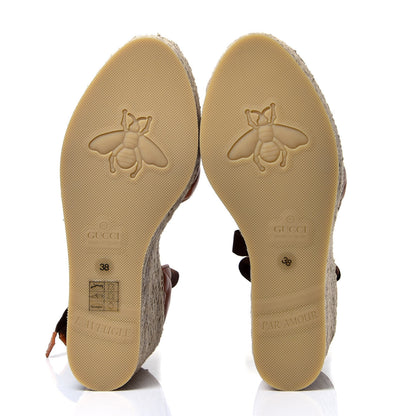 Gucci Nappa Matelasse GG Marmont Ankle Wrap Platform 35/120mm Espadrille Wedges 38 Cognac 7 of 10