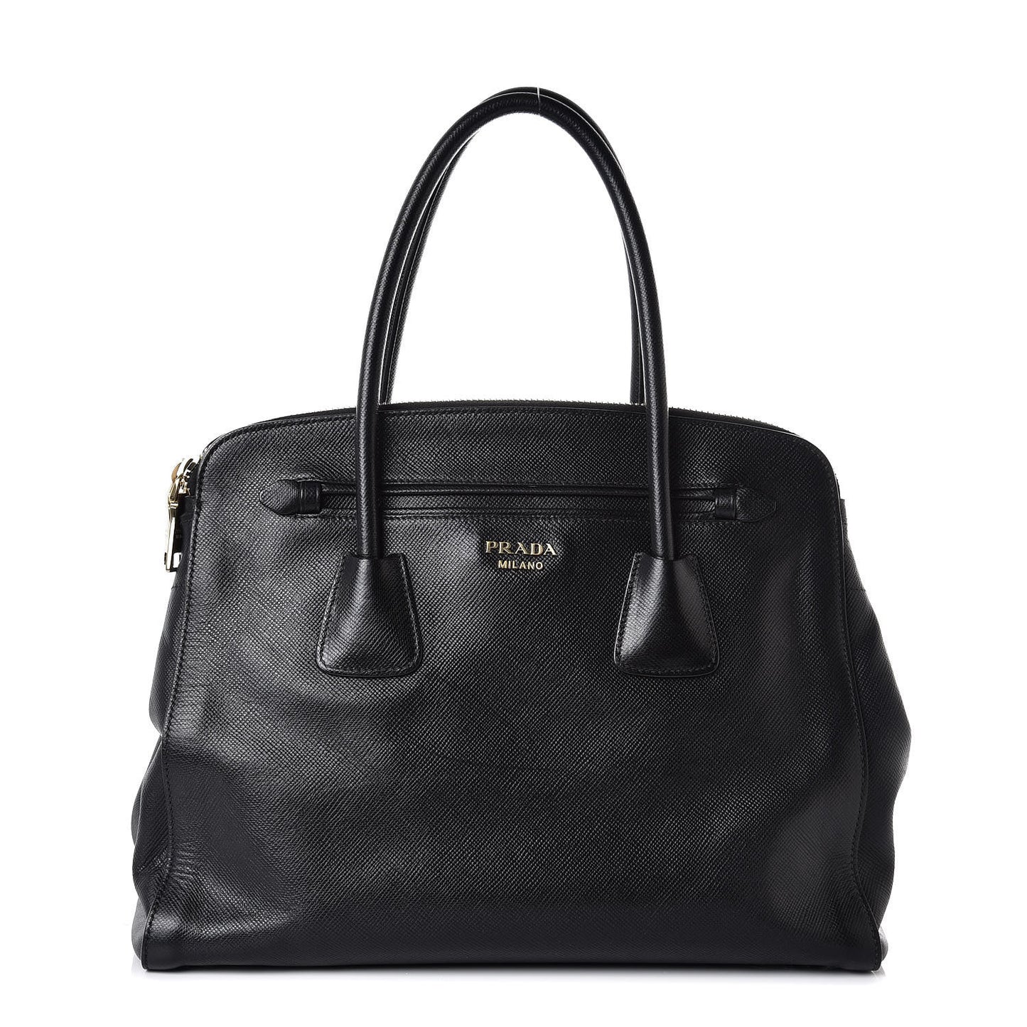Saffiano Large Double Zip Tote Black