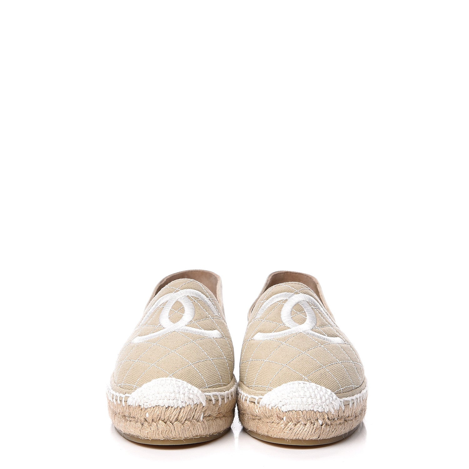 Chanel Fabric Biarritz CC Espadrilles 39 White Beige 3 of 11