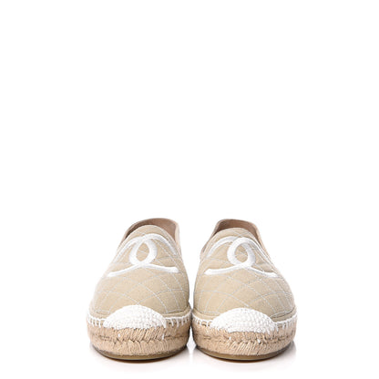 Chanel Fabric Biarritz CC Espadrilles 39 White Beige 3 of 11