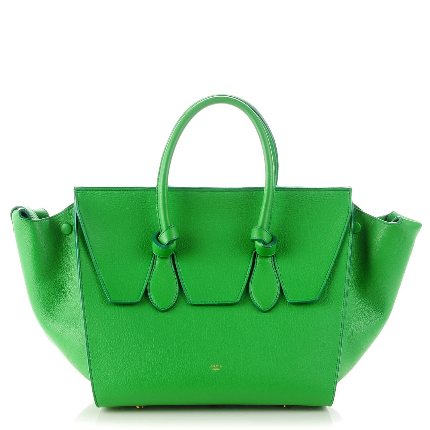 Celine Crisped Calfskin Small Tie Knot Tote Grass Green 1 of 10