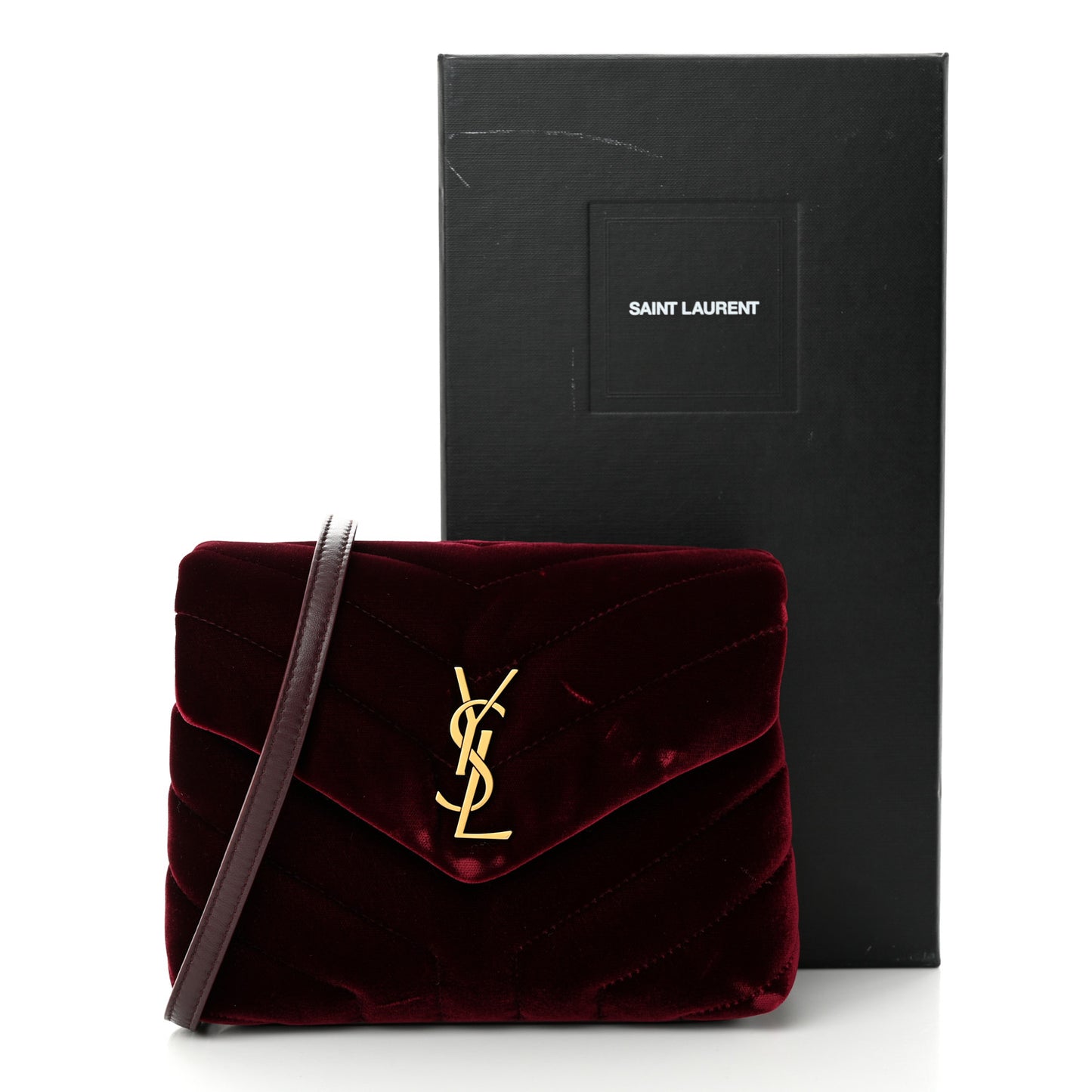 Velvet Y Quilted Monogram Toy Loulou Crossbody Bag French Burgundy