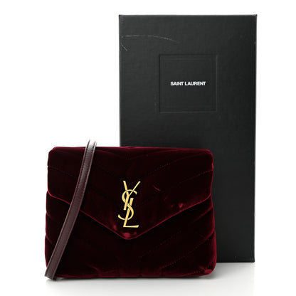 Saint Laurent Velvet Y Quilted Monogram Toy Loulou Crossbody Bag French Burgundy 15 of 15