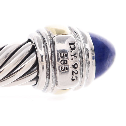 David Yurman Sterling Silver 14K Yellow Gold Lapis Lazuli 5mm Cable Classics Bracelet 5 of 6