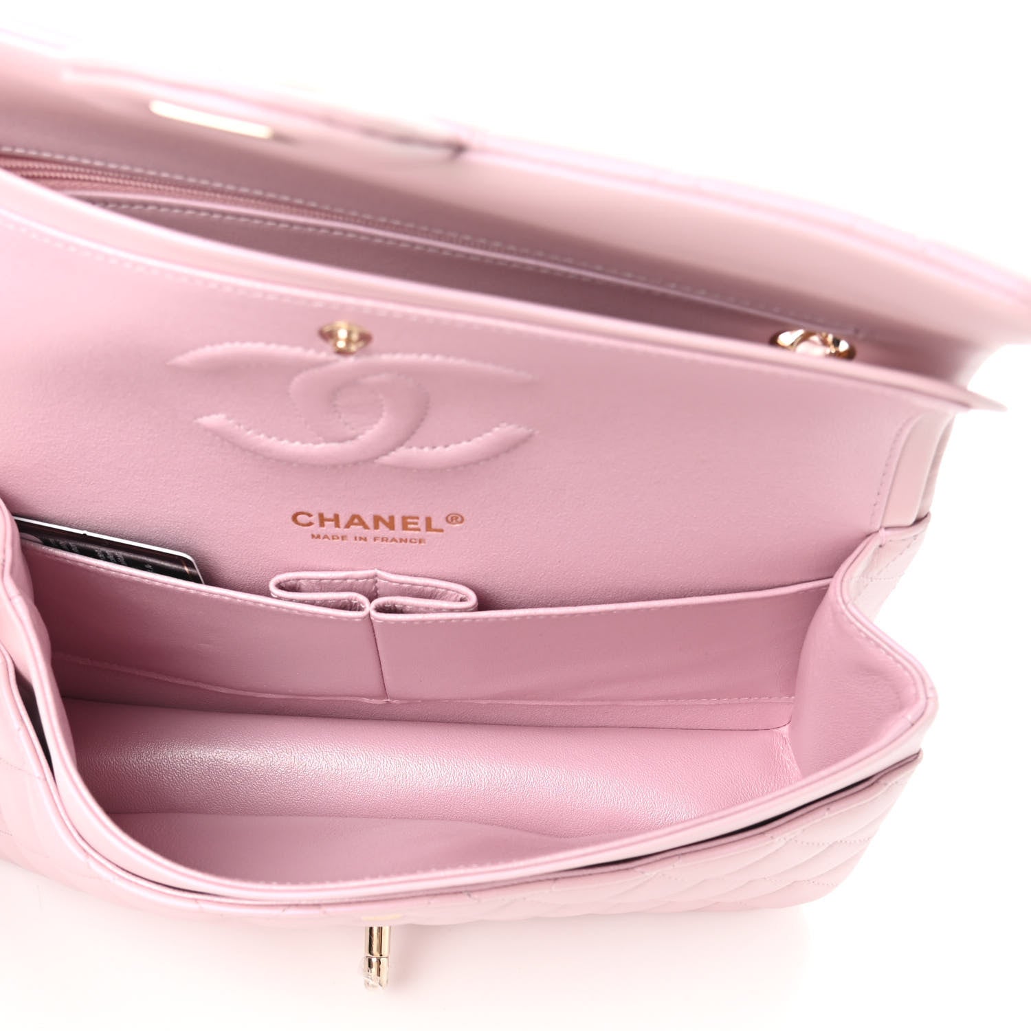 Chanel Iridescent Calfskin Quilted Medium Double Flap Light Pink 5 of 10