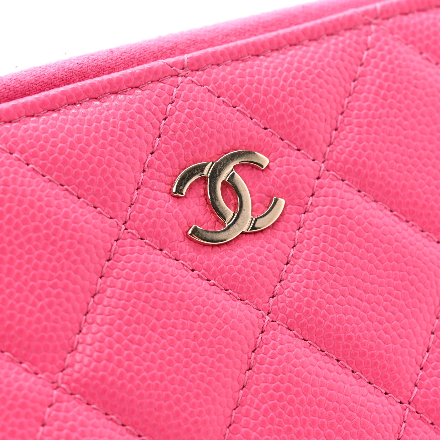 Chanel Caviar Quilted Zipped Key Holder Case Pink 9 of 12