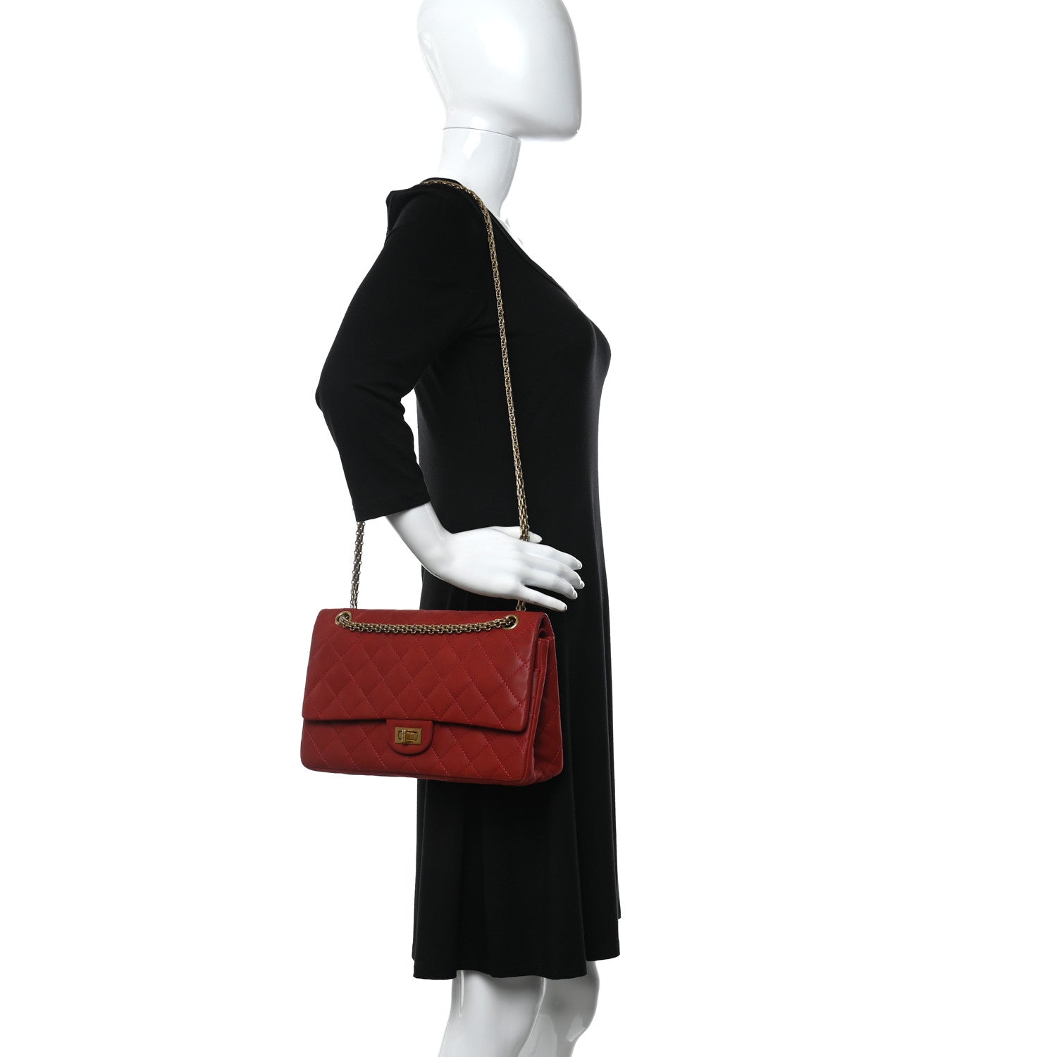 Chanel Iridescent Calfskin Quilted 2.55 Reissue 226 Flap Red 2 of 11