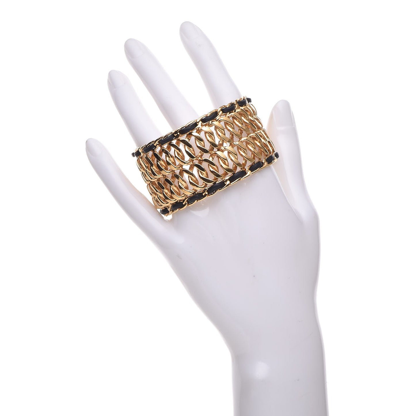 Lambskin Chain CC Cuff Black Gold