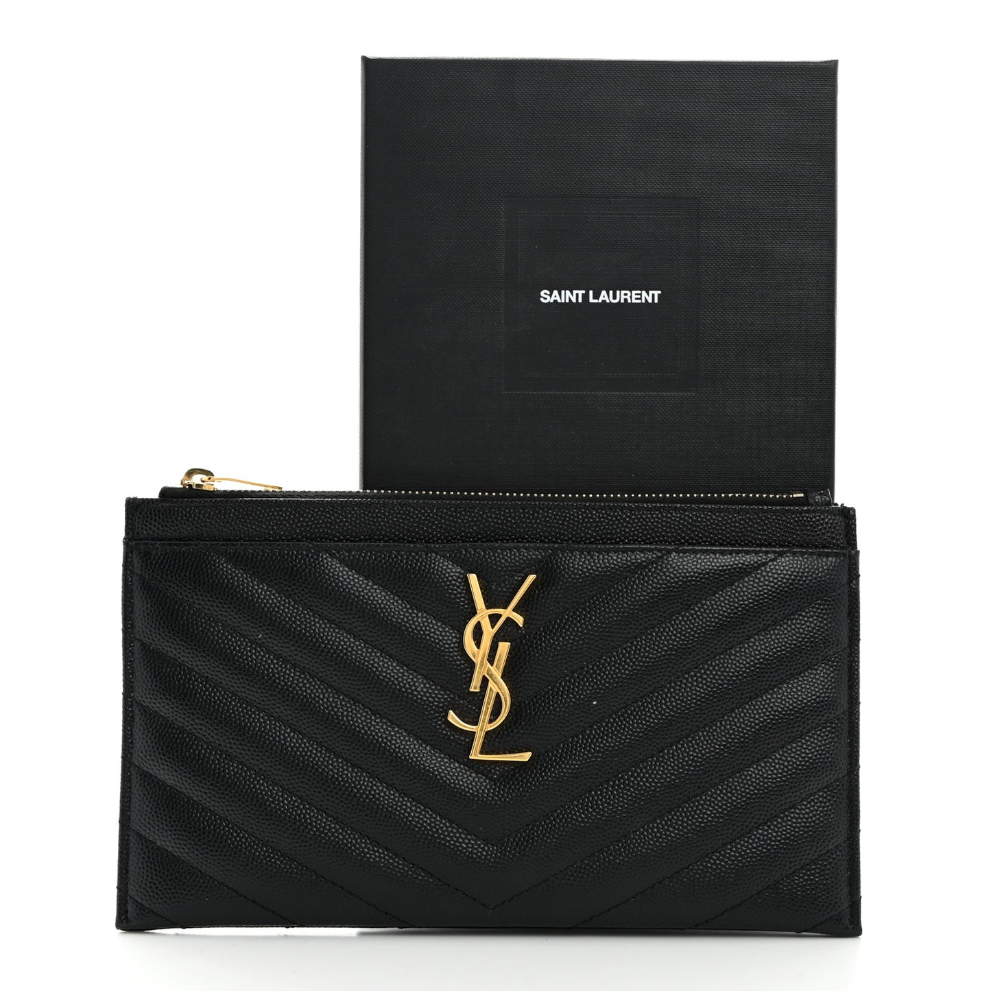 Grain De Poudre Chevron Monogram Bill Pouch Black