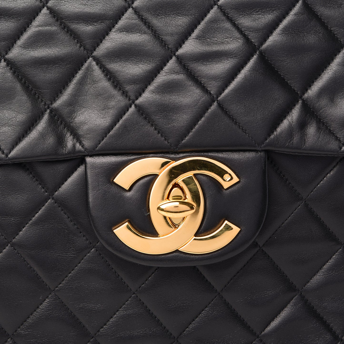 Lambskin Quilted XL Jumbo Single Flap Black