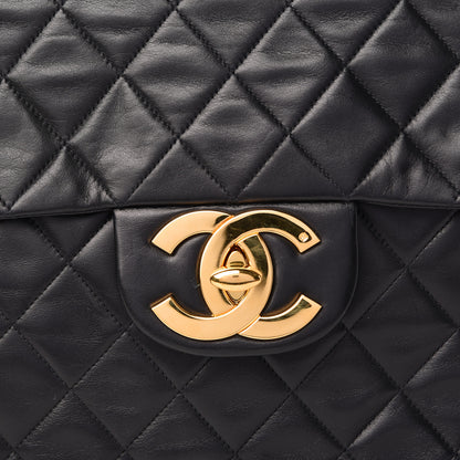 Chanel Lambskin Quilted XL Jumbo Single Flap Black 9 of 12