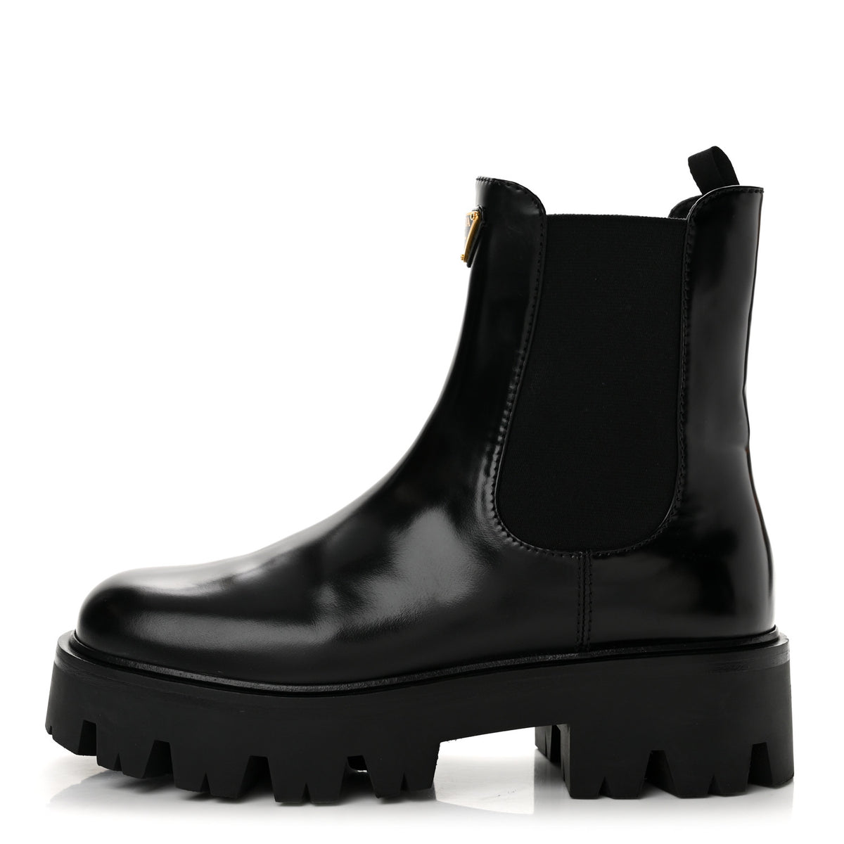 Brushed Calfskin Stride Triangle Booties 36.5 Black