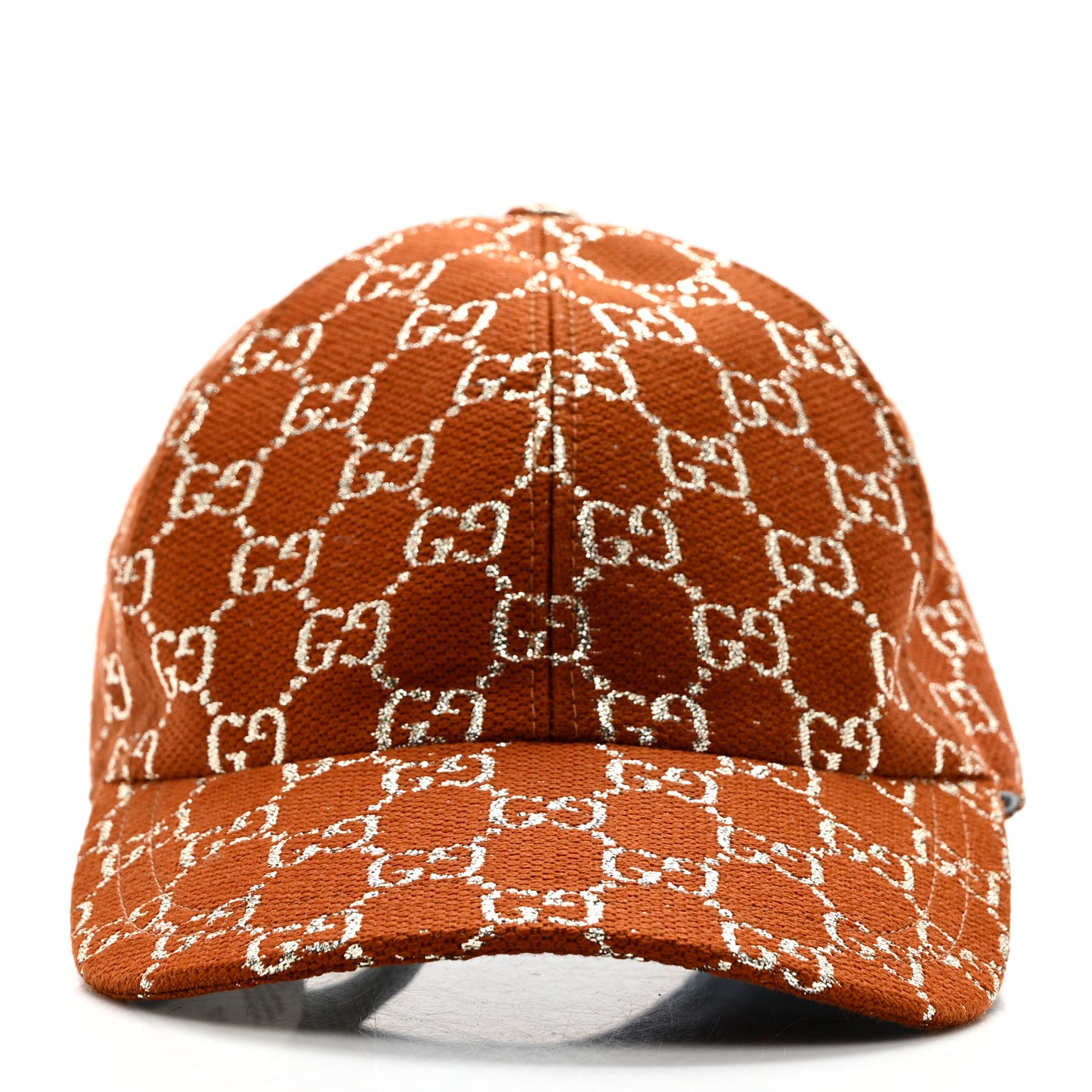 Canvas Lame GG Monogram Rush Baseball Hat M Burnt Orange Silver