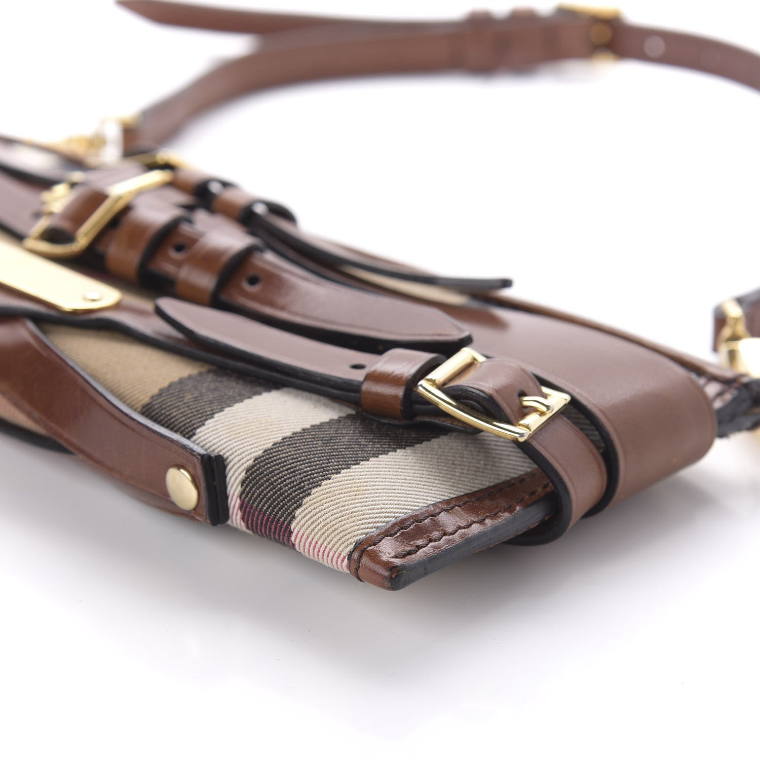 Burberry House Check Bridle Calfskin Mini Parmoor Clutch Bag Dark Tan 7 of 11