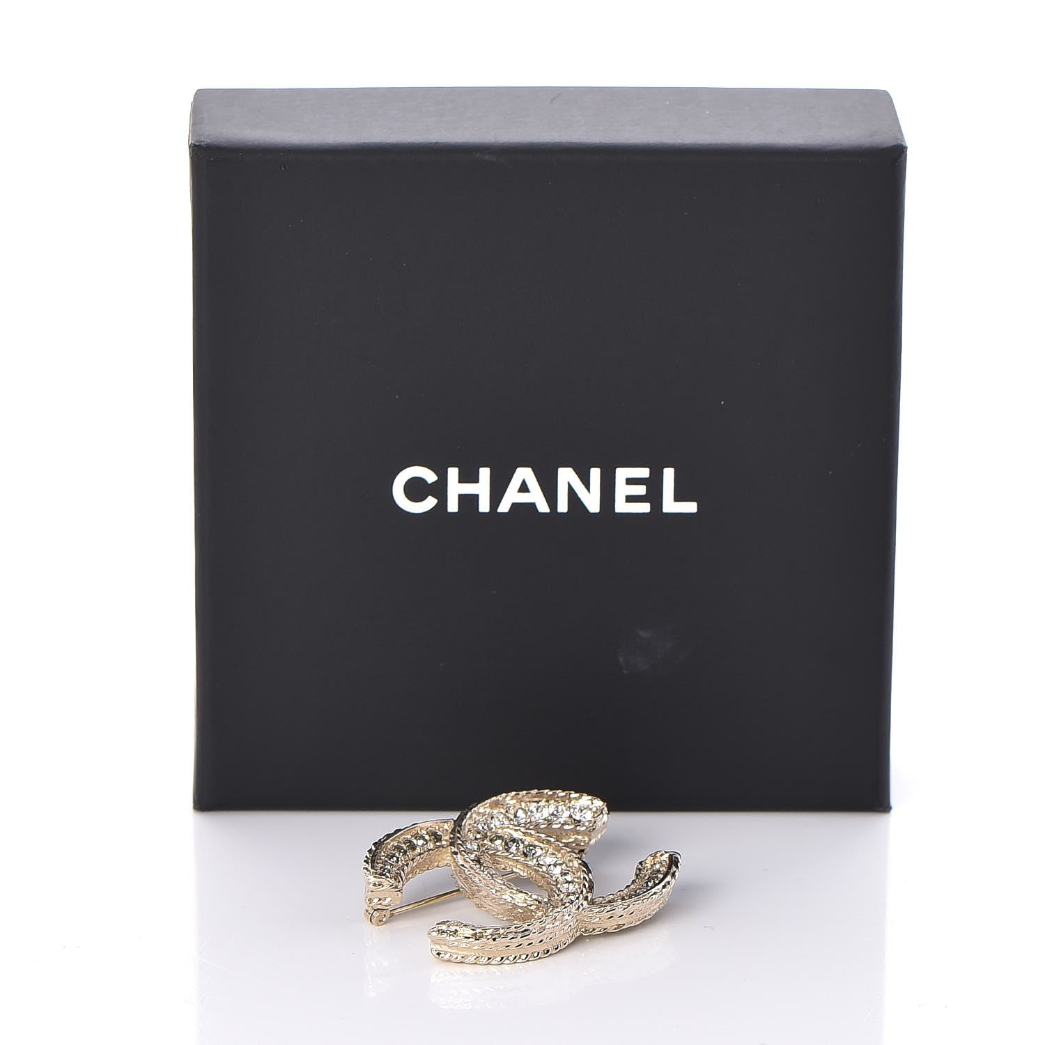 Chanel Crystal CC Brooch Light Gold 4 of 5