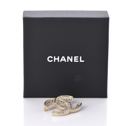 Chanel Crystal CC Brooch Light Gold 4 of 5