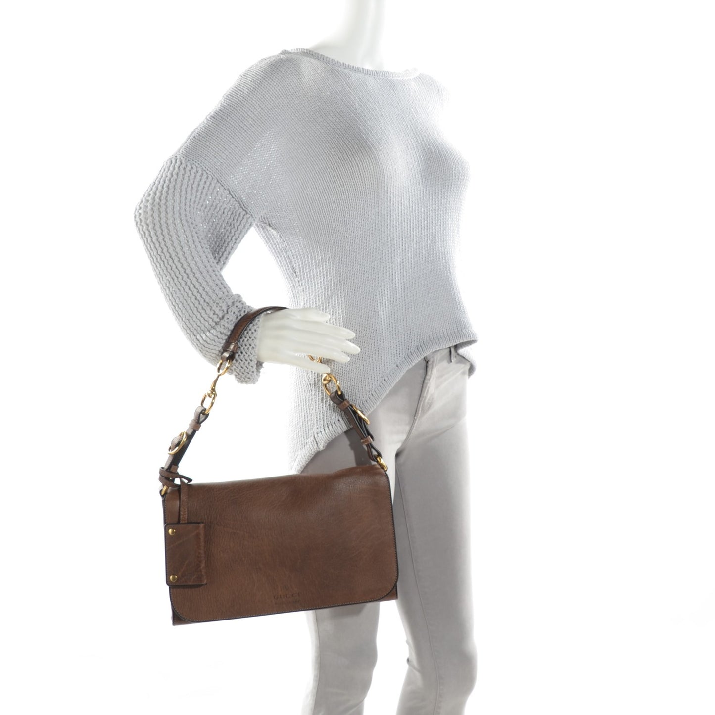 Calfskin Medium Harness Shoulder Bag Acero Mushroom