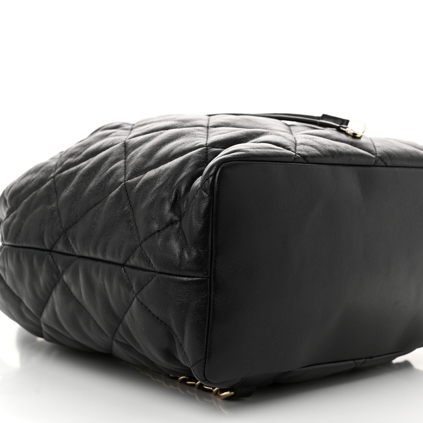 Lambskin Quilted Drawstring Backpack Black