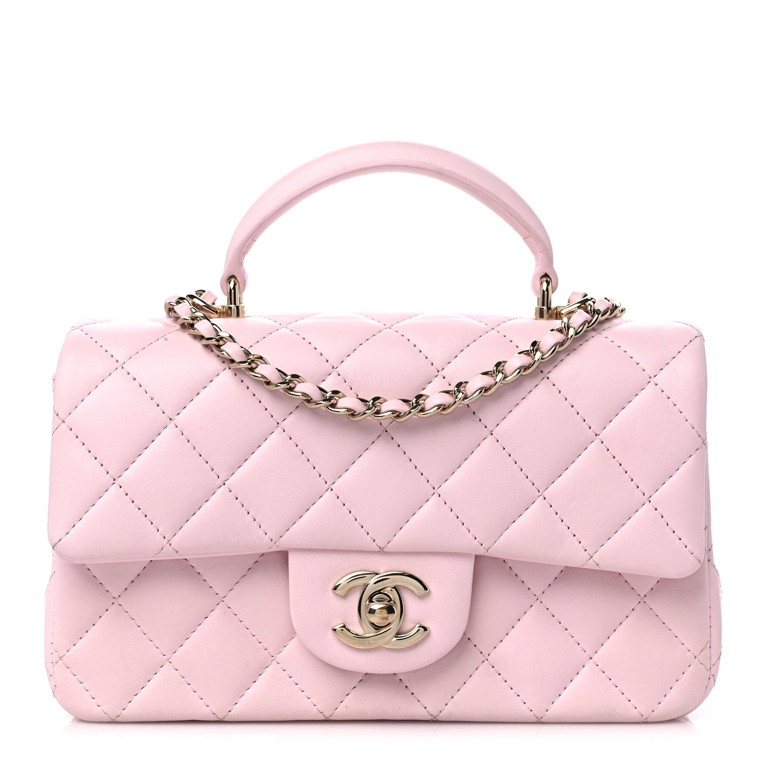 Chanel Lambskin Quilted Mini Top Handle Rectangular Flap Light Pink 1 of 12