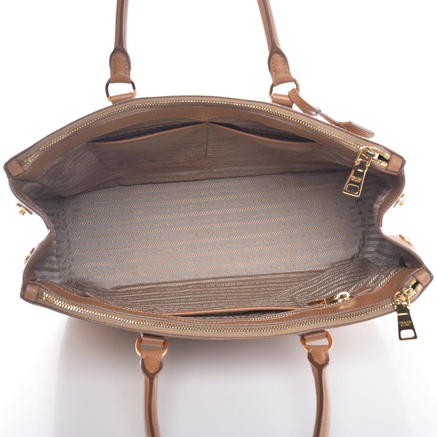 Saffiano Large Galleria Double Zip Tote Caramel