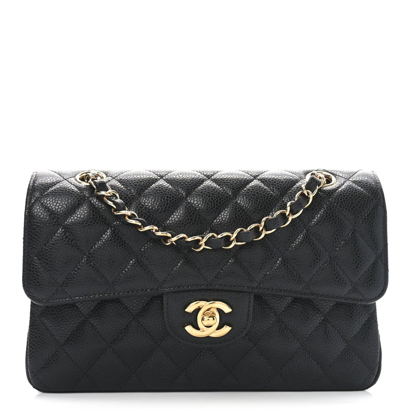 Caviar Quilted Small Double Flap Black