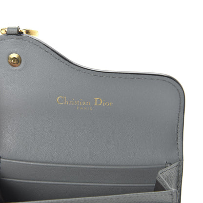 Christian Dior Grained Calfskin Saddle Card Holder Gray 8 of 9