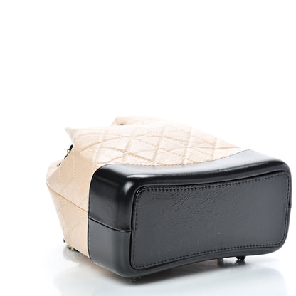 Chanel Aged Calfskin Quilted Small Gabrielle Backpack Beige Black 3 of 10