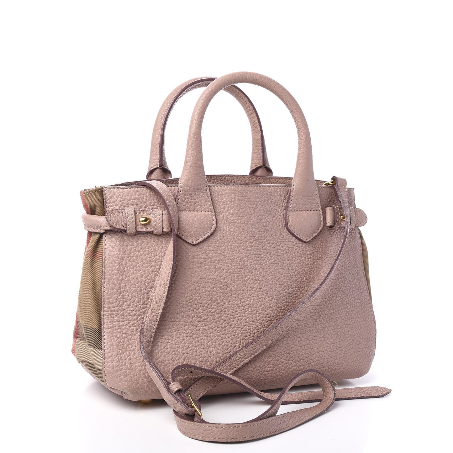 Grainy Calfskin House Check Small Banner Tote Pale Orchid