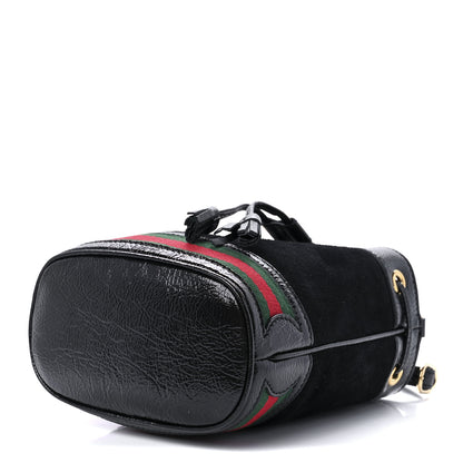 Gucci Suede Patent Web Mini Ophidia Bucket Bag Black 10 of 13