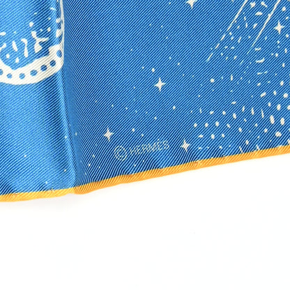 Hermes Silk Clair De Lune Double Face Scarf 90 Black Jaune D'Or Bleu 7 of 9